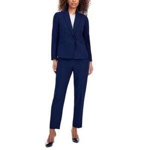 Le Suit 2 Piece Suit Women 12 Indigo One Button Blazer Suit Jacket‎ Career NWT